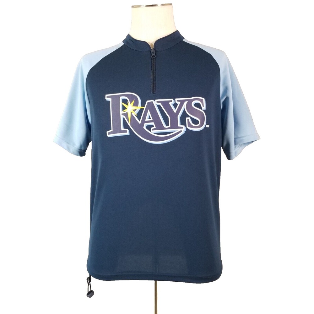 Match Up Shirt Mens Small Blue Tampa Bay Rays Dri-Fit Stadium Promo 1/4 Zip